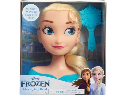 Tete a coiffer reine des neiges 16cm cheveux blond : elsa avec une brosse - Mattel - poupee