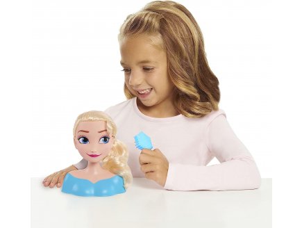 Tete a coiffer reine des neiges 16cm cheveux blond : elsa avec une brosse - Mattel - poupee