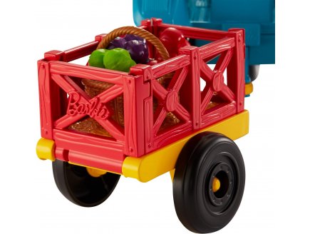 Tracteur bleu de barbie avec remorque + 1 chien + 1 poule - poupee barbie - Mattel - gff49 - vehicule barbie