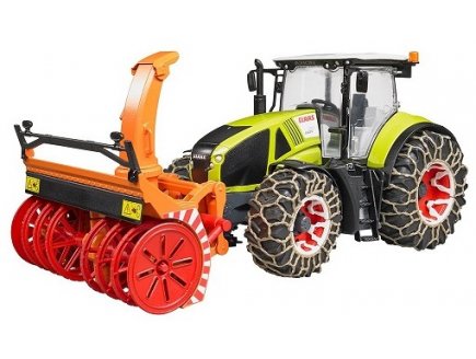 TRACTEUR CLAAS AXION 950 AVEC CHAINES ET SOUFFLEUSE A NEIGE - BRUDER - 03017