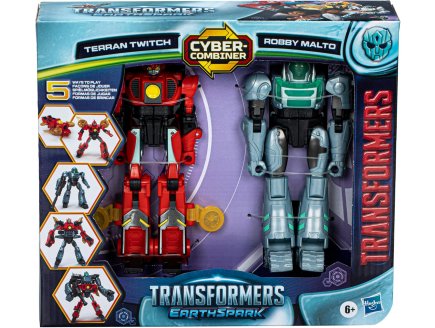 Transformers EarthSpark : Terran Twitch et Robby Malto - 2 Robots assemblables en 1 - Hasbro - F8438 - Figurine