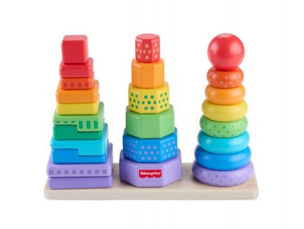 Trieur de formes Empilo en bois 26 pièces - Fisher-Price - HXT76 - Jouet Tri & Empilage bébé