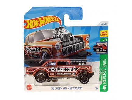 VEHICULE 55 CHEVY BEL AIR GASSER HOT WHEELS 1/64 - HW REVERSE RAKE 2/5 - MATTEL - HTB90 - PETITE VOITURE METAL