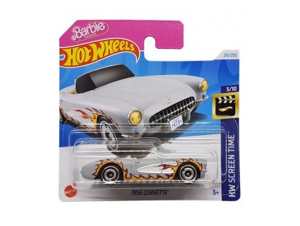 VEHICULE BARBIE 1956 CORVETTE HOT WHEELS 1/64 - HW SCREEN TIME 3/10 - MATTEL - HTB37 - PETITE VOITURE METAL