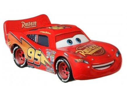 Vehicule cars flash mcqueen avec panneau rusteze - voiture miniature rouge - Mattel - gcc81