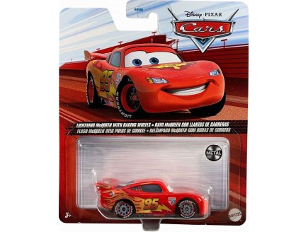 Vehicule cars flash mcqueen avec pneu de course - voiture miniature rouge - Mattel - flm20