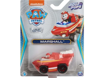 VEHICULE EN METAL PAT PATROUILLE AQUA PUPS : CHIEN MARCUS ET SON SOUS-MARIN DAUPHIN - VOITURE MINIATURE - SPIN MASTER