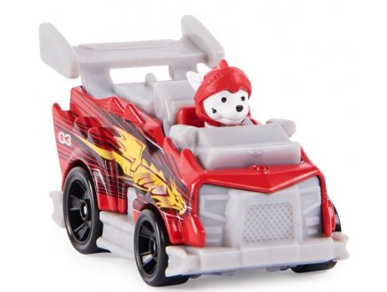 Vehicule en metal pat patrouille knights rescue : chien marcus et sa voiture pompier rouge - voiture miniature - Spin master