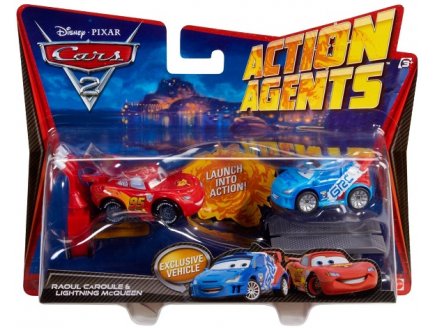 VEHICULES CARS 2 ACTION AGENT + PROPULSEUR - RAOUL CAROULE ET MCQUEEN - MATTEL - V8651