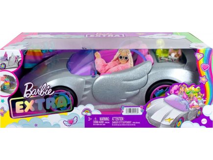 VOITURE DECAPOTABLE GRISE PAILLETTES + 3 ACCESSOIRES - BARBIE EXTRA- MATTEL - HDJ47 - VOITURE DECAPOTABLE