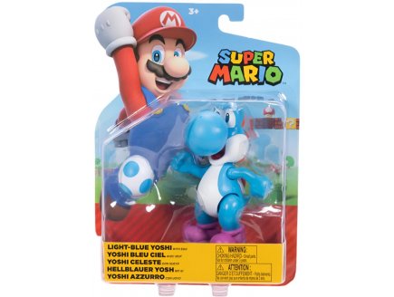 Yoshi Bleu Ciel avec Oeuf : Figurine Super Mario 11 cm - Personnage