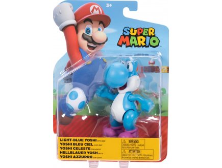 Yoshi Bleu Ciel avec Oeuf : Figurine Super Mario 11 cm - Personnage