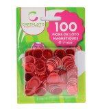 100 PIONS DE LOTO MAGNETIQUES ROUGE - JETONS MARQUAGE - ACCESSOIRE BINGO - CARTALOTO