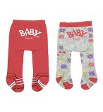 2 PAIRES DE COLLANTS : FLEURS ET FRUITS + ROUGE BABY BORN 43 CM - ZAPF CREATION