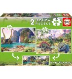 2 PUZZLES AU PAYS DES DINOSAURES 100 PIECES - DINOS - EDUCA - 15620