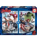 2 PUZZLES AVENGERS : HULK CAPTAIN AMERICA IRON MAN 500 PIECES - COLLECTION SUPER HEROS - EDUCA - 17994