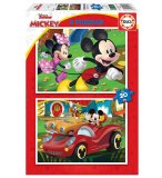 2 PUZZLES DISNEY : MICKEY ET SES AMIS MINNIE ET DINGO 2 X 20 PIECES - DESSIN ANIME - EDUCA - 19311