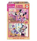 2 PUZZLES EN BOIS DISNEY : MINNIE, DAISY ET FIGARO 2 X 25 PIECES - DESSIN ANIME - EDUCA - 17625