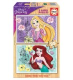 2 PUZZLES EN BOIS DISNEY PRINCESS : RAIPONCE & ARIEL 2 X 25 PIECES - DESSIN ANIME - EDUCA - 19288