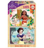 2 PUZZLES EN BOIS DISNEY PRINCESS : VAIANA & BLANCHE NEIGE 2 X 50 PIECES - DESSIN ANIME - EDUCA - 19961
