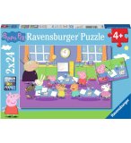 2 PUZZLES PEPPA PIG : PEPPA LE COCHON A L'ECOLE ET FAIT DE LA PEINTURE 24 PIECES - RAVENSBURGER - 090990