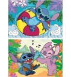 2 PUZZLES STITCH ET ANGEL SUR L'EAU ET JOUE DE LA MUSIQUE x 100 PIECES - DESSIN ANIME - EDUCA - 19998
