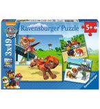 3 PUZZLES PAT PATROUILLE : DUO DE CHIENS HEROS 3 X 49 PIECES - DESSIN ANIME - RAVENSBURGER - 092390