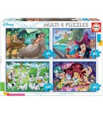 4 PUZZLES ENFANT DISNEY : 101 DALMATIENS - LIVRE DE LA JUNGLE - PETER PAN - ALICE  50 - 80 - 100 - 150 PIECES - EDUCA - 18105