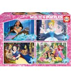 4 PUZZLES ENFANT LES PRINCESSES DISNEY : BLANCHE NEIGE - CENDRILLON 50 - 80 - 100 - 150 PIECES - EDUCA - 17637