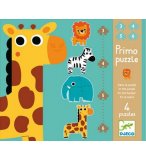 4 PUZZLES PRIMO - LES ANIMAUX DE LA JUNGLE 3 - 4 - 5 - 6 PIECES - DJECO - DJ07135