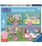 4 PUZZLES PROGRESSIFS COCHON PEPPA PIG : AU JARDIN MER AUTOMNE HIVER 12 - 16 - 20 - 24 PIECES - RAVENSBURGER - 031146