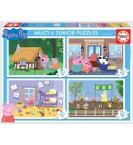 4 PUZZLES PROGRESSIFS PEPPA LE COCHON / PIG - EN FORET - EN VILLE - DANS LA CHAMPRE ET AU PARC 20 - 40 - 60 - 80 PIECES - EDUCA 18645