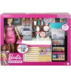 BARBIE METIER : LA CAFETERIA + 20 ACCESSOIRES + 1 POUPEE BARBIE - POUPEE MANNEQUIN - MATTEL - GMW03