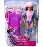 BARBIE SPORT D'HIVER : BARBIE ET SA LUGE + 1 ACCESSOIRES - POUPEE MANNEQUIN - MATTEL - HGM74