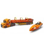 CAMION DE TRANSPORT BATEAU DE COURSE MACK TRUCK 41 CM SONS ET LUMIERE - DICKIE TOYS - VEHICULE ET REMORQUE