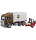 CAMION SCANIA R-SERIE UPS + CHARIOT ELEVATEUR - BRUDER - 03581 - TRANSPORT