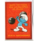 CARTE JOYEUX ANNIVERSAIRE SCHTROUMPF COSTAUD + ENVELOPPE - CARTERIE BD SPORTIF - ENFANT - ADULTE - FILLE - GARCON (8)