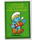 CARTE JOYEUX ANNIVERSAIRE SCHTROUMPF FAIT LA COURSE + ENVELOPPE - CARTERIE BD - SPORTIF - ENFANT - ADULTE - FILLE - GARCON (28)