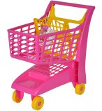 CHARIOT DE SUPERMARCHE ROSE ET JAUNE - MARCHANDE - JEU D'IMITATION - SUPERMARCHE, EPICERIE