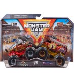 COFFRET 2 MONSTER JAM : KNIGHTMARE ET THUNDER BUS - VEHICULE MINIATURE METAL GRIS ET BRUN - SPIN MASTER