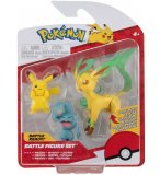 COFFRET 3 POKEMON BATTLE FIGURE PIKACHU OKEOKE PHYLLALI - POKEMON - FIGURINE ACTION - BANDAI - 37698