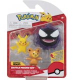 COFFRET 3 POKEMON BATTLE FIGURE PIKACHU - TEDDIURSA - FANTOMINUS - POKEMON - FIGURINE ACTION - BANDAI