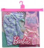 COFFRET DE 2 TENUES MODE : JUPE ROSE ET T-SHIRT + ROBE VIOLETTE POUR POUPEE BARBIE - VETEMENT - HABIT - MATTEL - GRC88