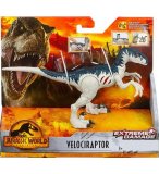 COFFRET DINOSAURE EXTREME DAMAGE VELOCIRAPTOR - DINO ARTICULE 19 CM - JURASSIC WORLD - MATTEL