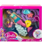 COFFRET DREAMTOPIA BARBIE SIRENE BASYSITTER AVEC BEBE SIRENE + 3 ANIMAUX MARINS + MANEGE - POUPEE MANNEQUIN - MATTEL - HLC30