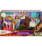 COFFRET SPIRIT : LE BAIN DE BOOMERANG - CHEVAL 20 CM + VACHE + ACCESSOIRES - MATTEL