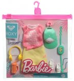 COFFRET TENUE VACANCE : JUPE JAUNE ET TOP ROSE + CASQUETTE ET ACCESSOIRES POUR POUPEE BARBIE - VETEMENT - HABIT - MATTEL - GRD60