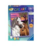 CREART BRILLANT CHEVAUX AU COUCHER DE SOLEIL 18x24CM - NUMERO D'ART ANIMAUX - RAVENSBURGER - 258093 - PEINTURE