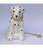 DALMATIEN ASSIS AVEC LAISSE EN PORCELAINE 10 CM - FIGURINE ANIMAUX  - CHIEN