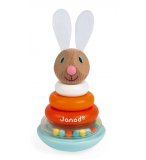 EMPILABLE CULBUTO LAPIN EN BOIS - JANOD - J08248 - TOUR ANNEAUX BEBE